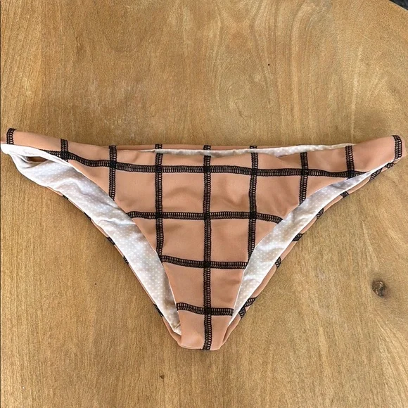 Tan and Black Checkered Bikini Bottom - Picture 1 of 2
